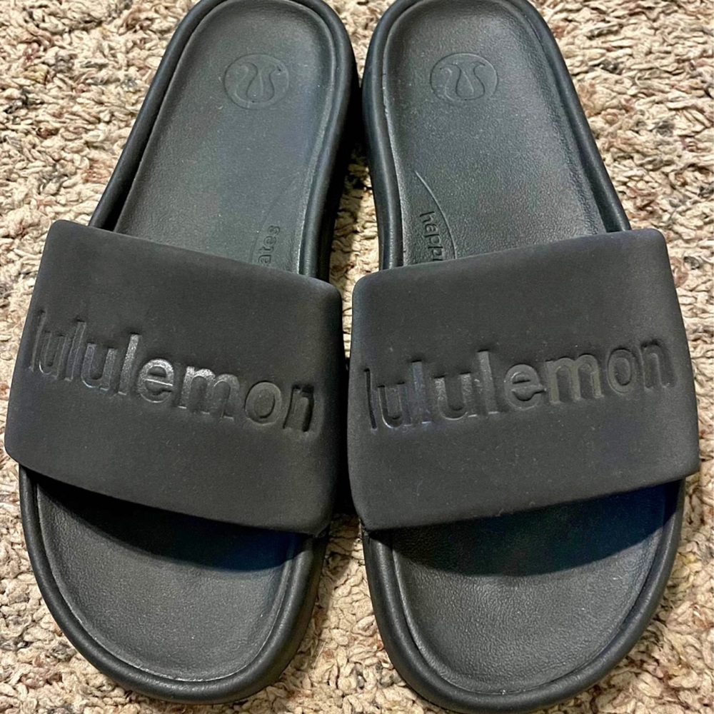 Lululemon Black Logo Slide Sandals
